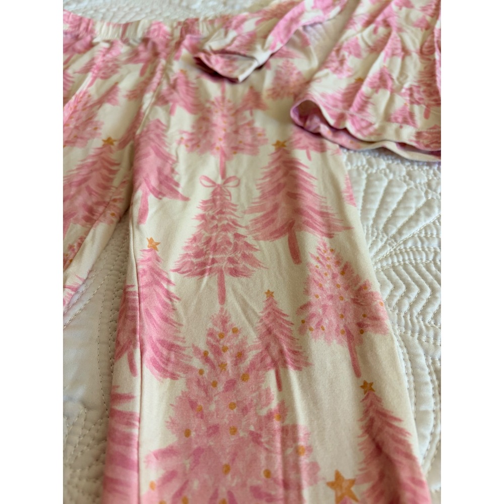Tullabee Toddler Girls Bamboo Pajamas Set Long Sleeve Pink Winter Trees Size 5-6 - Picture 3 of 6